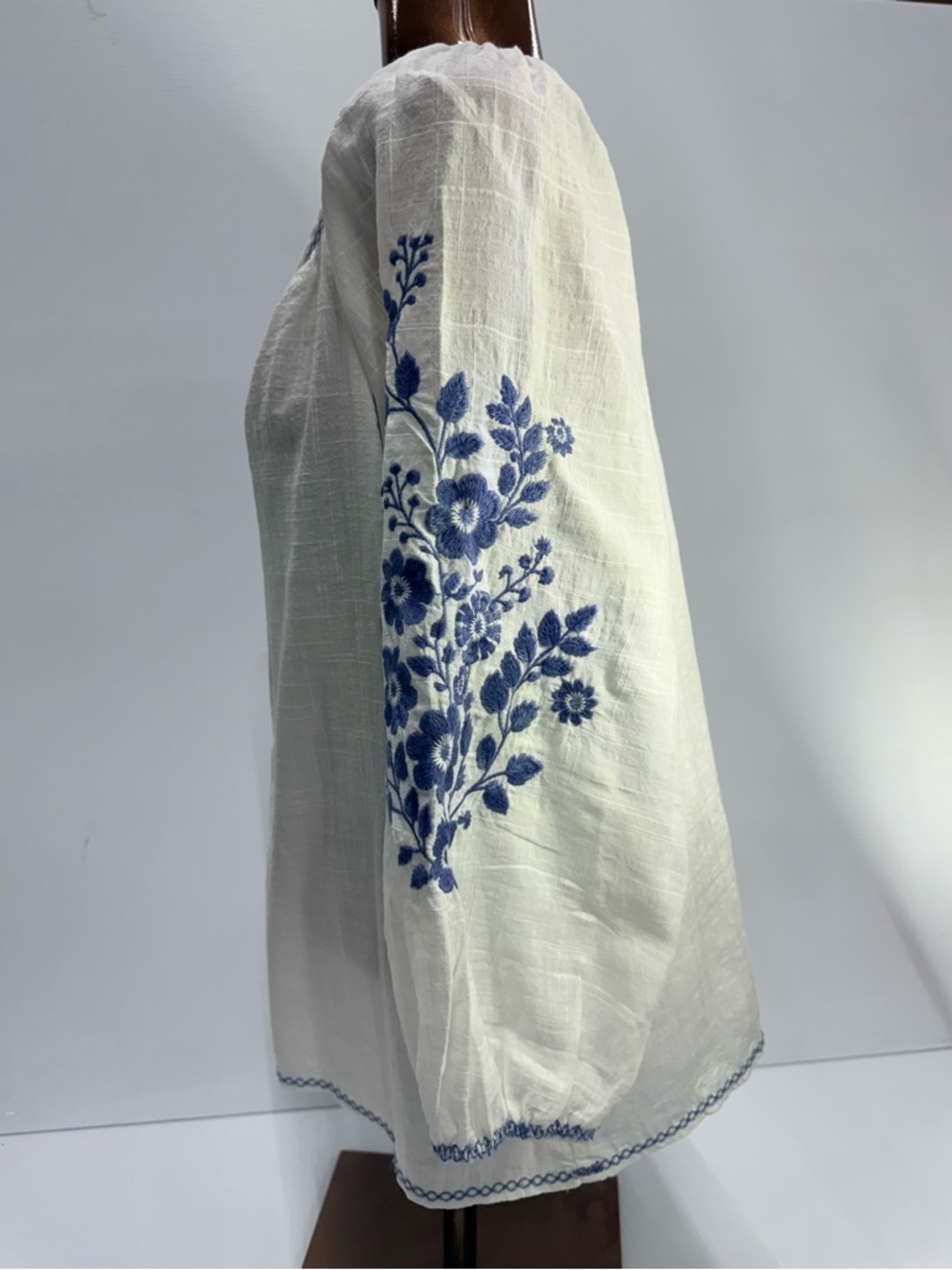 Max Studio Embroidered Boho Blouse Cottagecore Linen Top Medium